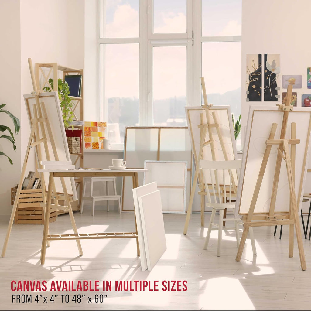 U.S. Art Supply X-Large Stretched Canvas for Painting 24x60 inch Gallery Depth 1-1/2' Thick, 2-Pack - 12oz Acrylic Gesso Triple Primed, Professional Artist Quality, 100% Cotton - Oil, Pouring Paint