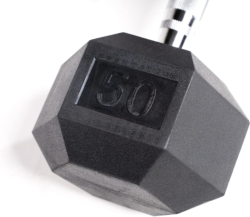 Zeus Fitness Rubber Encased Hex Dumbbells - Sold In a Set 5-50 lbs - Women and Men dumbbell -Strength Equipment