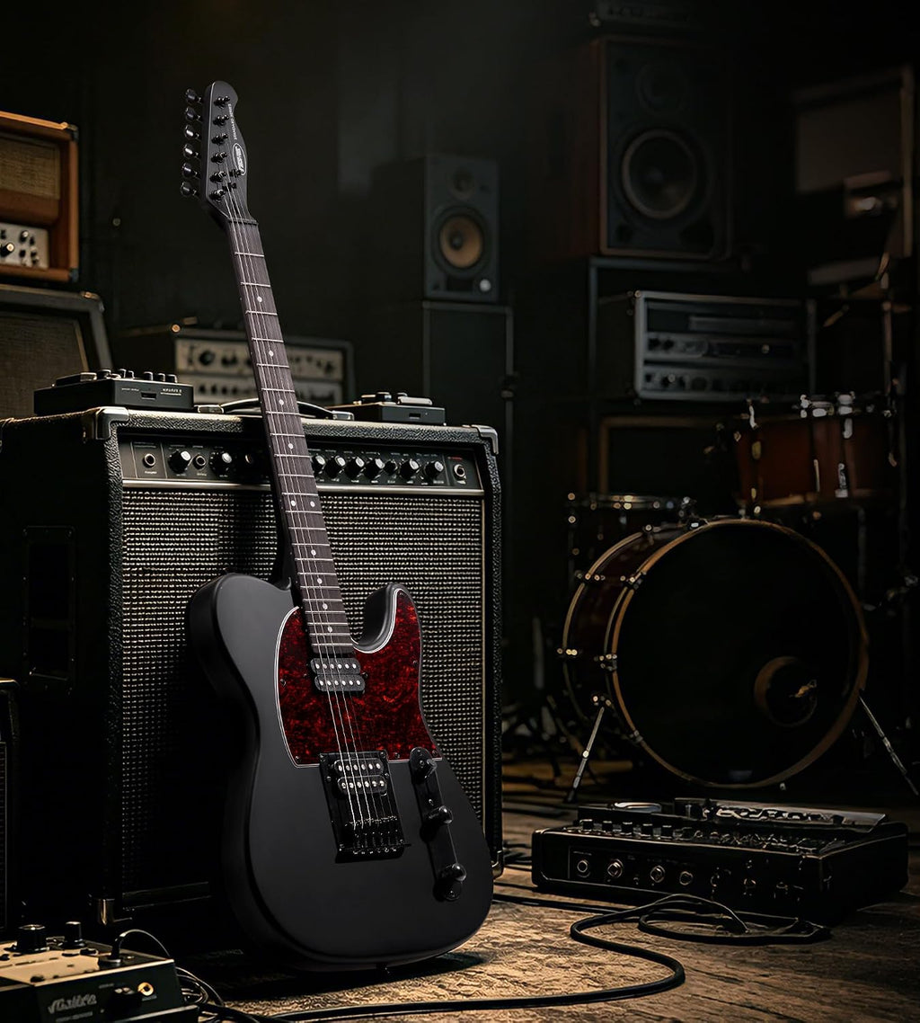 Tostar Electric Guitar: HH Humbuckers, Fixed Hardtail Bridge & Smoked Matte Finish, 3-Way Switch, 39' Solid Body Electric Guitar for Intermediate Players, Guitarra Eléctrica, Black-HH, Standard Series