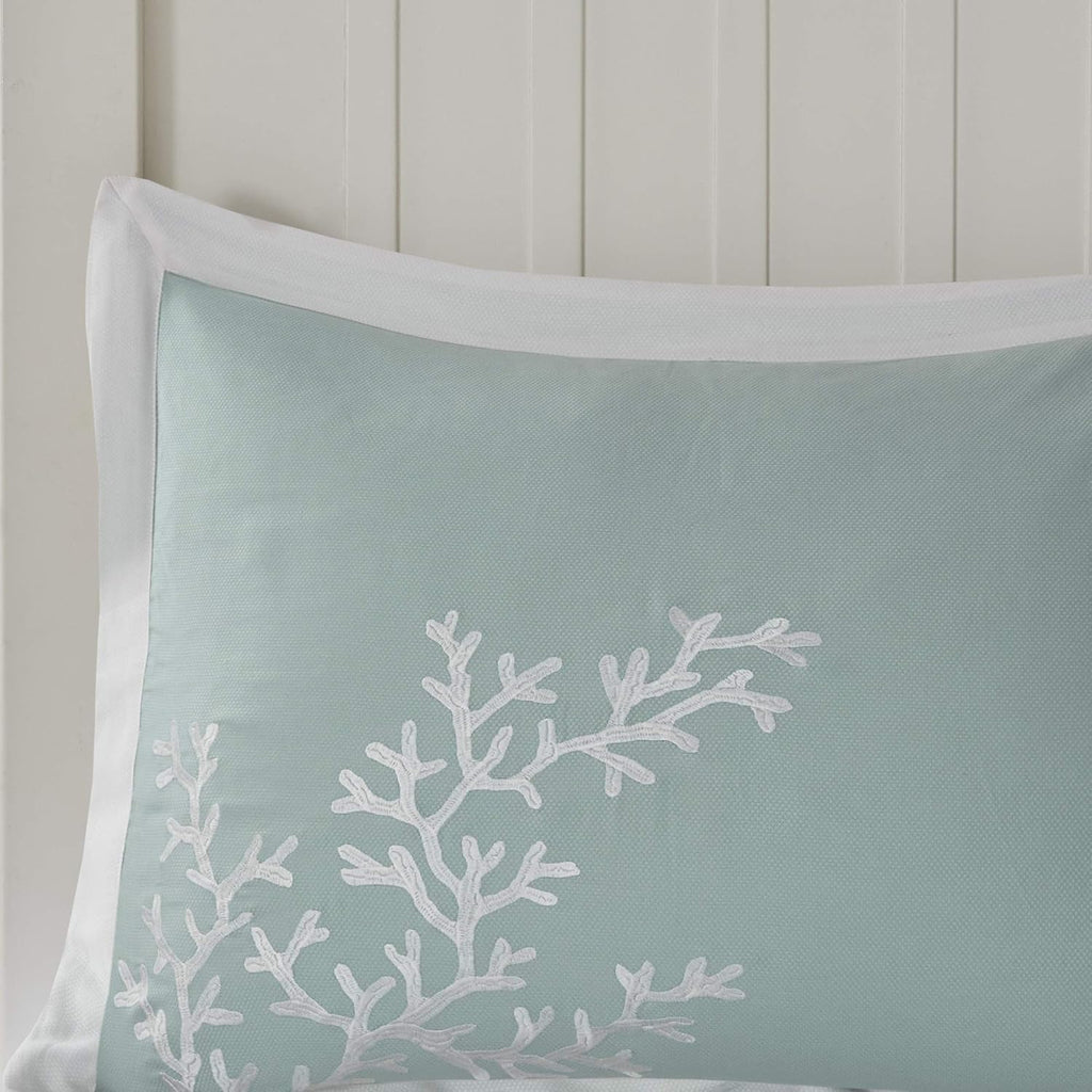 Harbor House 100% Cotton Duvet Cover, Jacquard Coastal Coral Duvet Cover Set – Light Weight Bed Comforter Covers, Coastline Blue King/Cal King (106'x90') 3 Piece