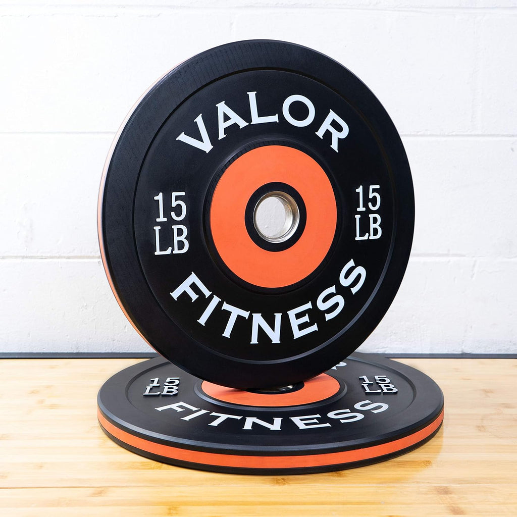 Valor Fitness Olympic Bumper Plate Pro - Weight Plates - Lifting Strength Conditioning Cross Training Workouts – Sold in Singles, Pairs, Sets - Workout Equipment