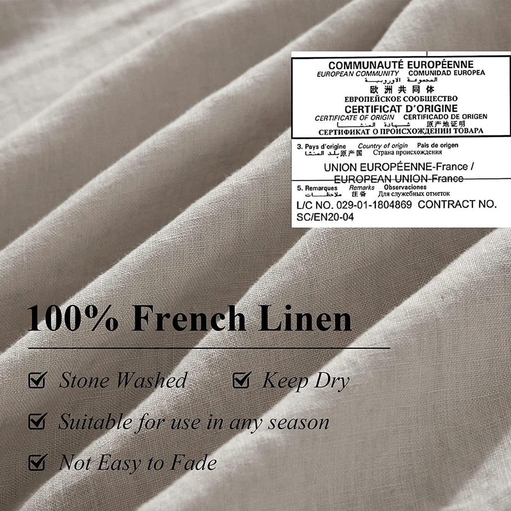 Ivellow Linen Duvet Cover King Size 100% Washed French Flax Pure Linen King Duvet Cover Set Soft Breathable Durable Cooling Comforter Cover Natural Linen Bedding Set 3 Pcs-1 Duvet Cover 2 Pillowcases