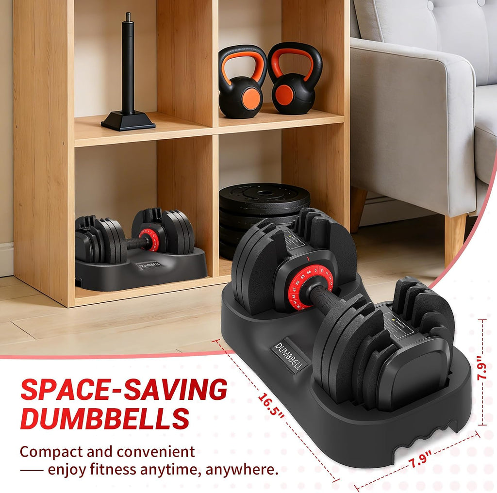 Updated Adjustable Dumbbells Set (25 LB/50 LB/56 LB/112LB), Weights Dumbbell Set with Anti-slip Grip & Storage Solution, Compact Free Weights for Home Gym, Strength Training for Men & Women