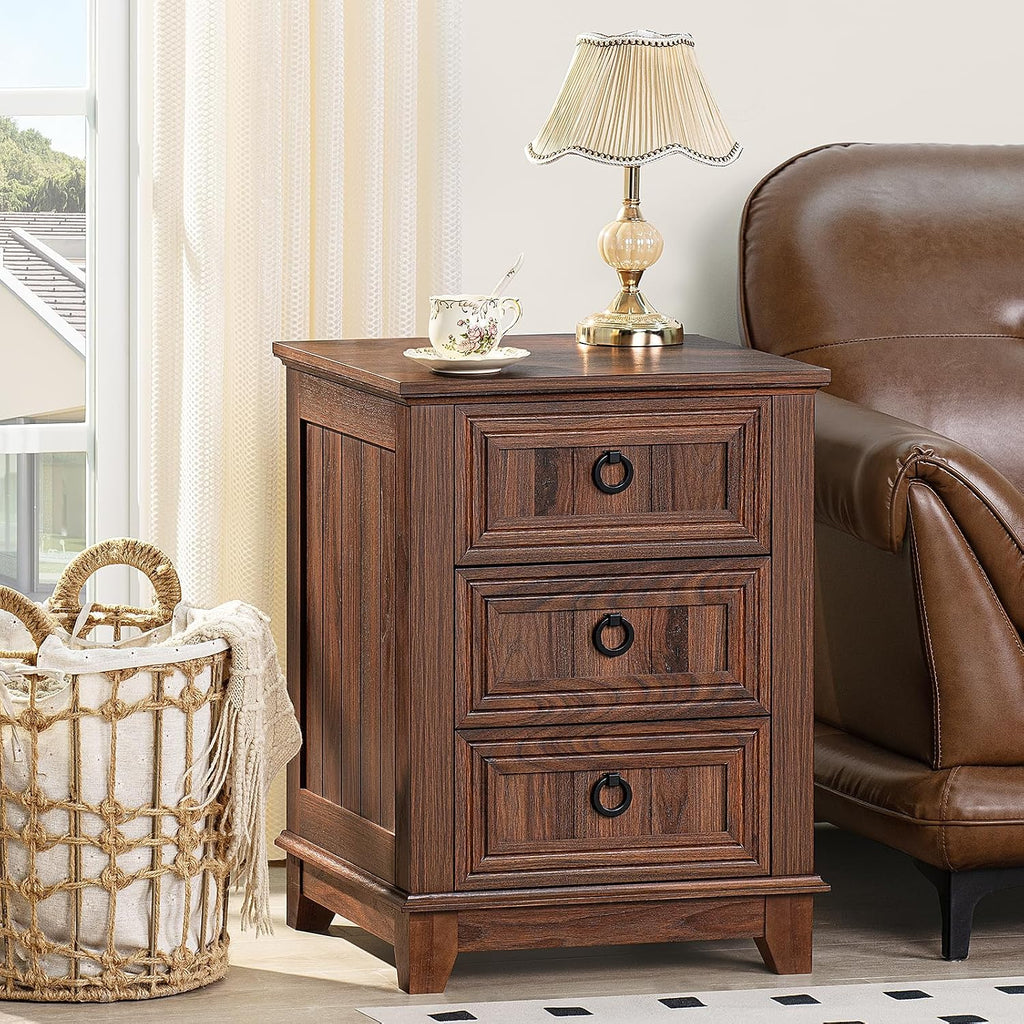 Joaxswe Farmhouse Furniture Set, Nightstands with Charging Station and 6 Drawers Dresser for Bedroom, 54 Inch Wide Wood Dresser and 18' Night Stands for Bedroom, Living Room, Hallway