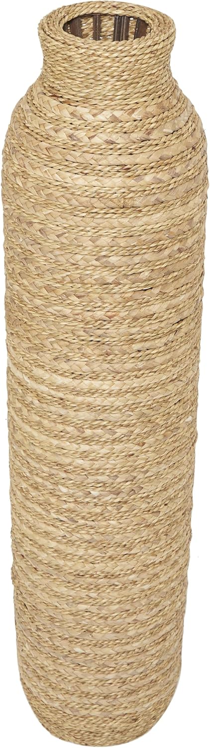 Deco 79 Seagrass Handmade Decorative Vase Slim Woven Tall Floor Centerpiece Vase, Vase for Home Decoration 9' x 9' x 40', Brown