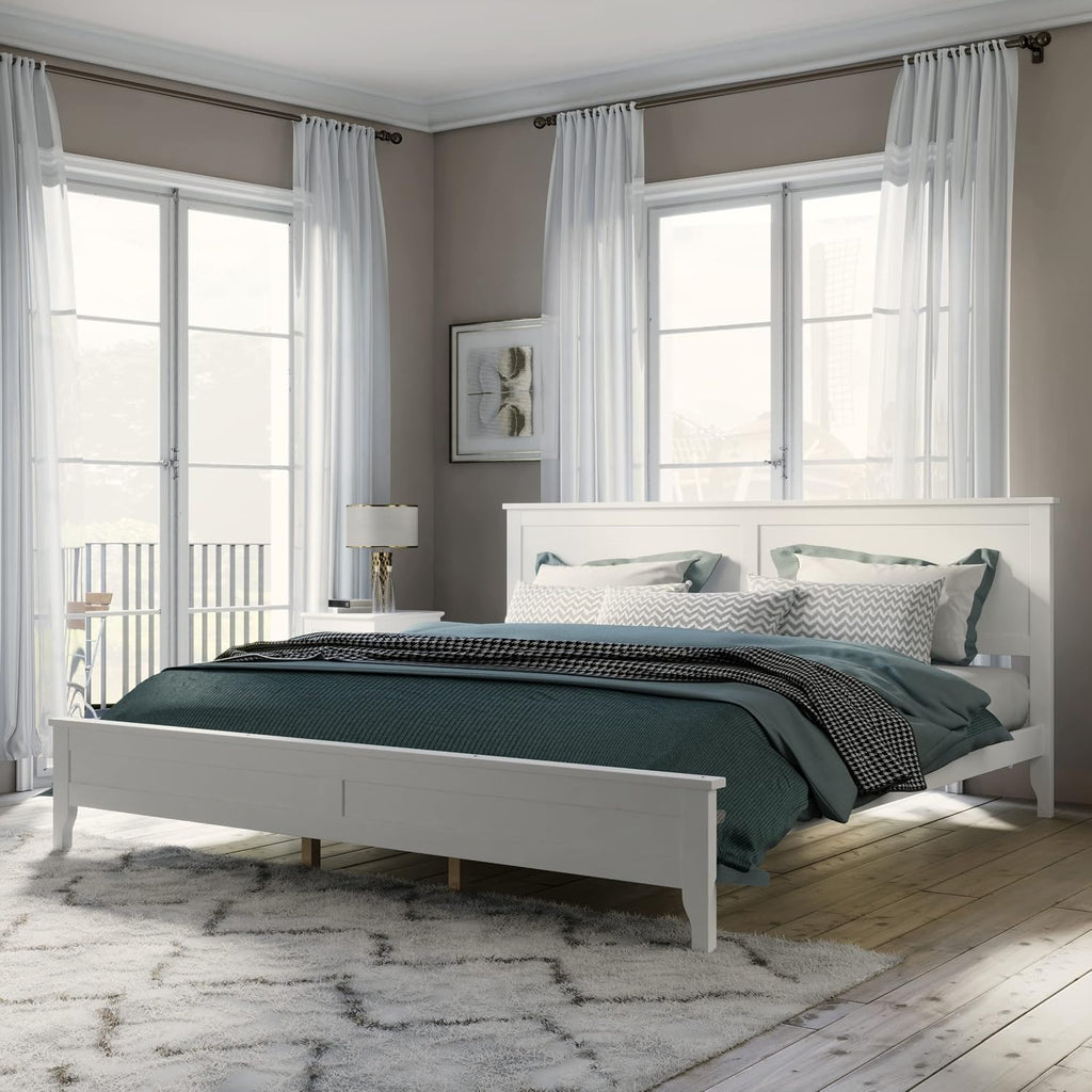 White Solid Wood 3 Pcs King Bedroom Sets