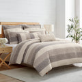 Levtex Home Sand Stripes Chocolate Full/Queen Comforter Set (90x94in) with 2 Pillowcases (26x20in) - Woven Jacquard Stripe - Brown, Tan, White - Cotton Full/Queen Size Comforter Set - Soft, Pre-Washed