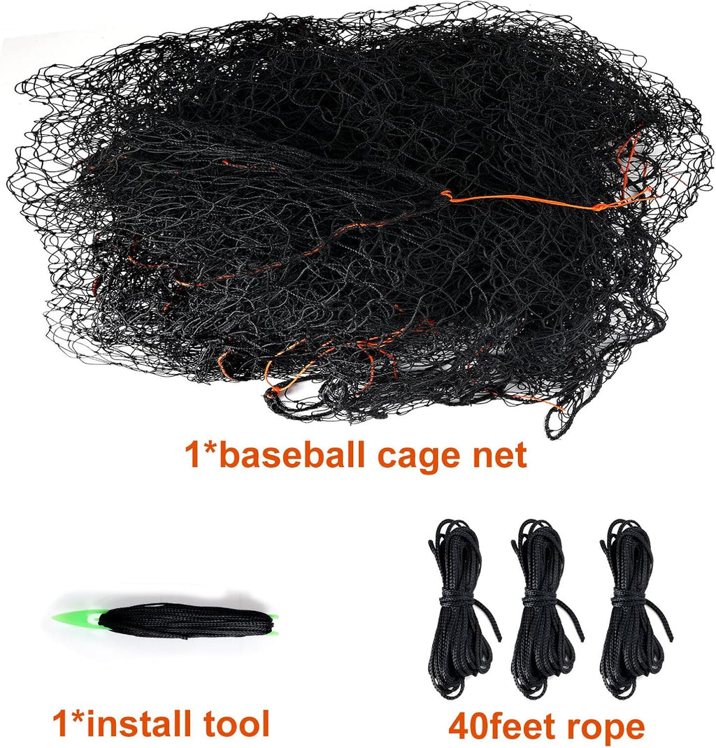 8x8x20 /10x10x35/12x12x55ft Heavy Duty Enclosed Batting Cage Net With Door, Only Net, No Poles and Frame, Professional Softball Baseball Nets for Batting and Pitching, Batting Cages for Backyard