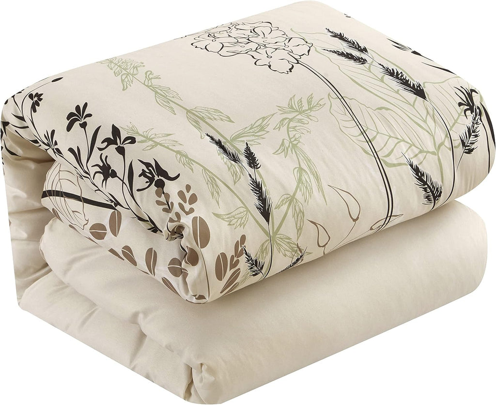 Stratford Park Green/White Bed Sets Queen with Comforter, 10 Piece, Microfiber Print All Season Premium Bedding Set,1 Flat Sheet,1 Fitted Sheet