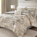 Madison Park King Comforter Set, Abstract Print with Luxurious Texture, Fluffy King Bedding Sets, All Season Down Alternative Cotton Blend King Bed Set with Bedskirt & Décor Pillows, Gray 7 Piece
