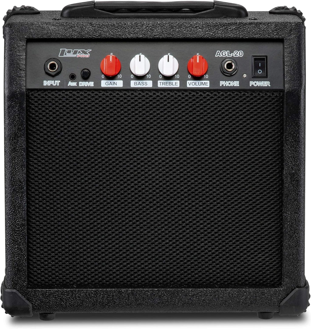 LyxPro 39' Electric Guitar TL Series Full-Size Paulownia Body, 3-Ply Pickguard, 3-Way Switch & Volume/Tone Controls -Black with 20 Watt Amplifier - (Black)