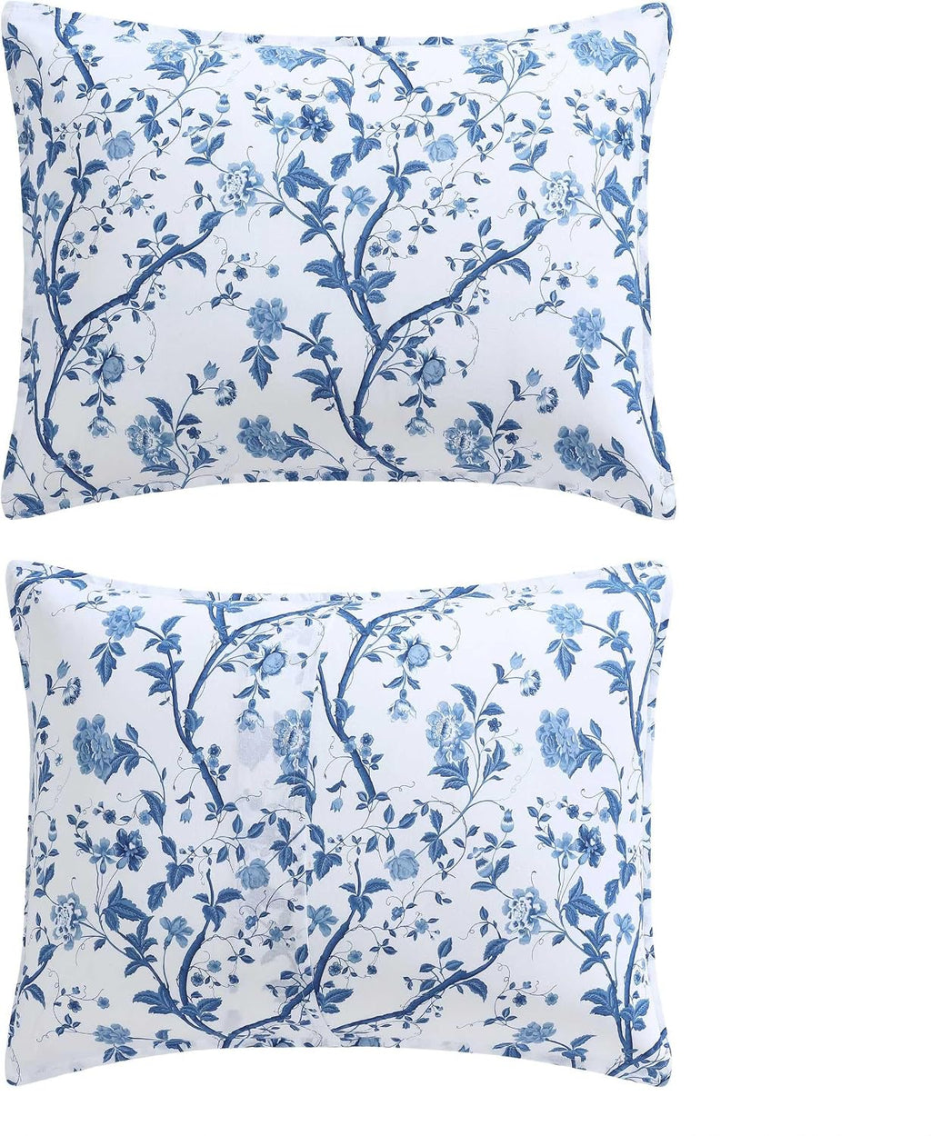 Laura Ashley - King Comforter Set, Reversible Cotton Bedding, Includes Matching Shams with Bonus Euro Shams & Throw Pills (Elise Blue, King)
