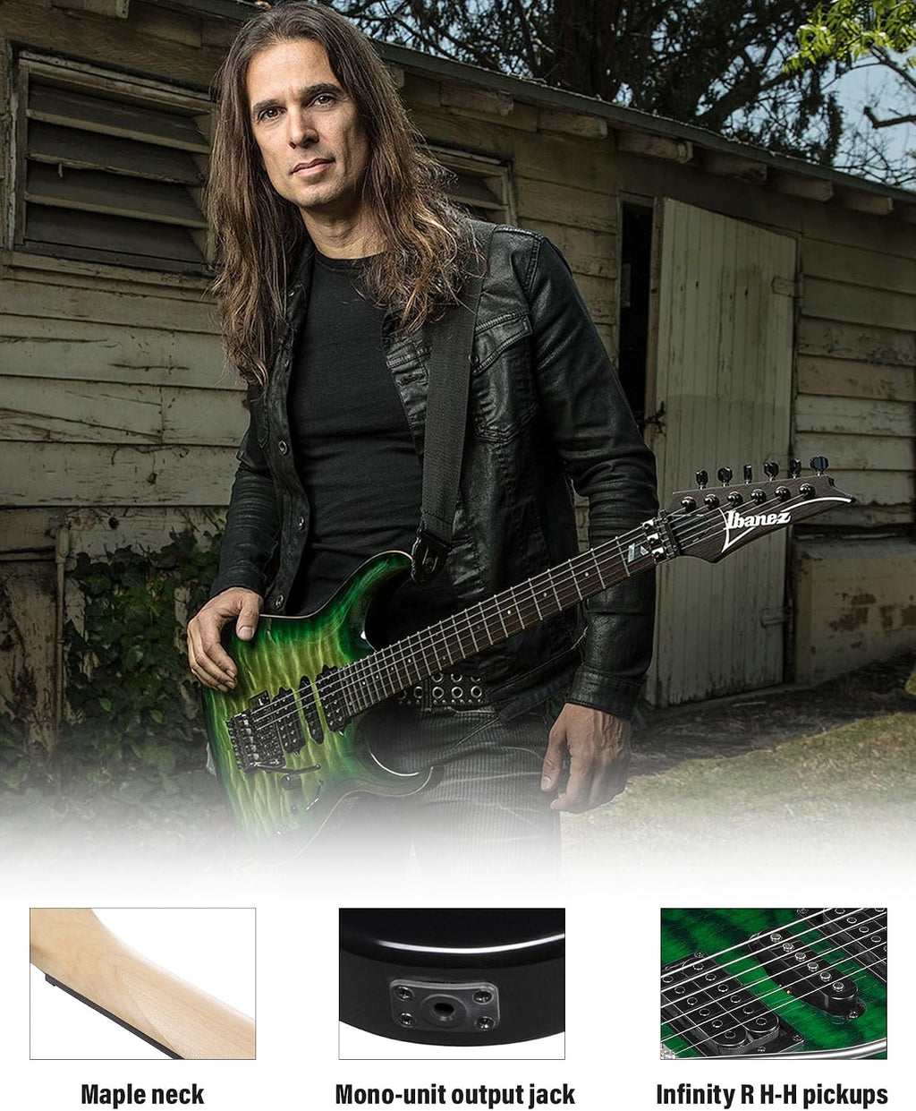 Ibanez GRX70QA RG Gio Electric Guitar - Transparent Emerald Burst Bundle with Amplifer, Gig Bag, Tuner, Instrument Cable, Picks, Austin Bazaar Instructional DVD, and Polishing Cloth