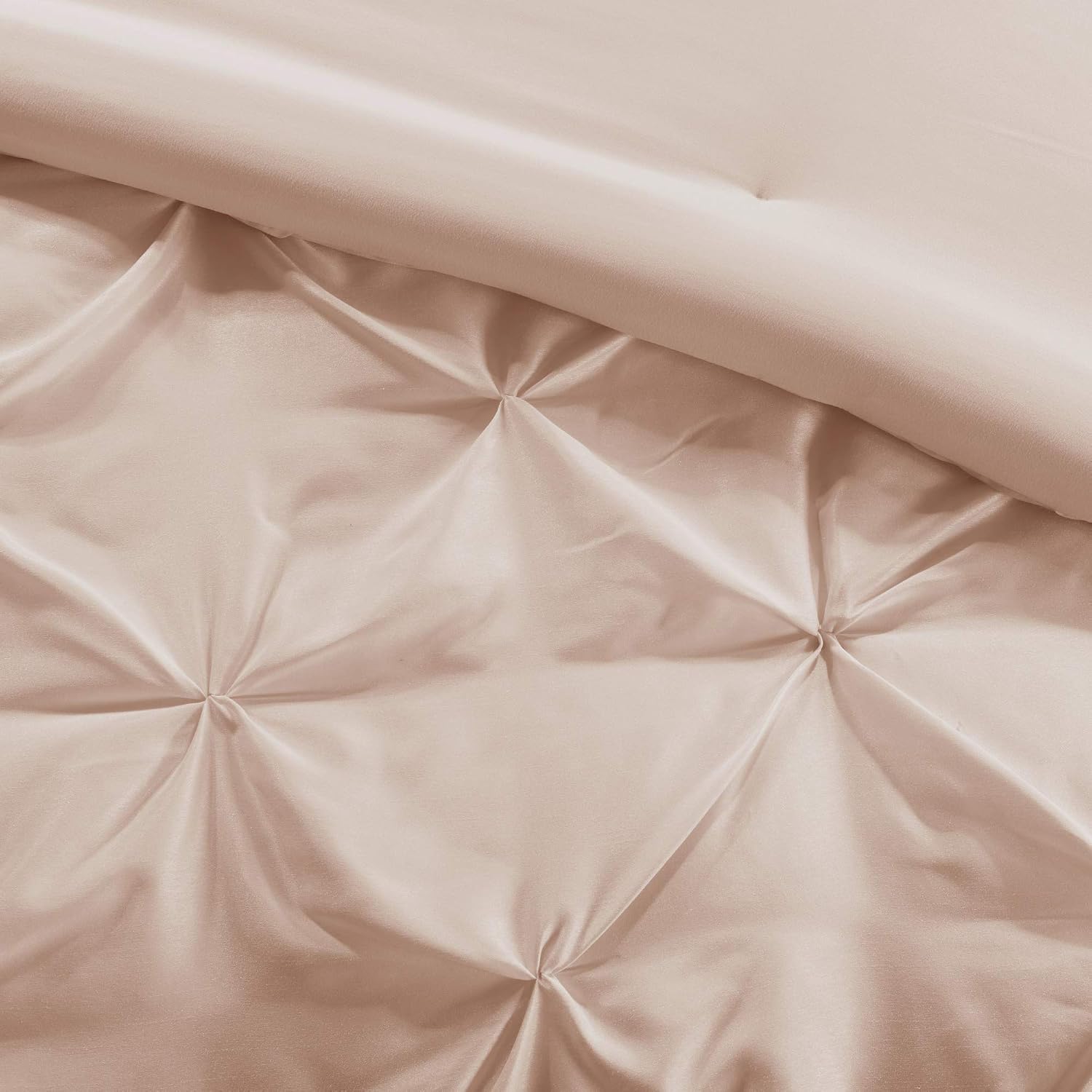Madison Park Essentials Room in a Bag Faux Silk Comforter Set-Luxe Diamond Tufting All Season Bedding, Matching Curtains, Decorative Pillows, Cal King(104'x92'), Blush 24 Piece (MPE10-811)