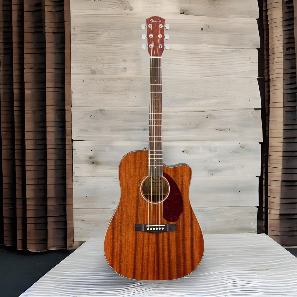 Fender CD-140SCE All-Mahogany Dreadnought Cutaway Acoustic Electric Guitar, with 2-Year Warranty, Fishman Pickup and Preamp System, Natural, with Case