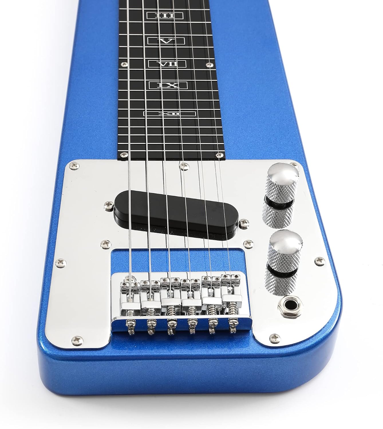 Batking Lap Steel Guitar 6 String Slotted Head Stock Electric Slide Guitars Light Blue Colour