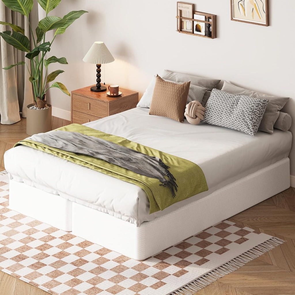 EMODA 7 Inch Split Queen Box Spring, 3500LBS Heavy Duty Metal Box Spring for Queen Bed Mattress Foundation with Fabric Cover, Noise-Free, Non Slip, Easy Assembly