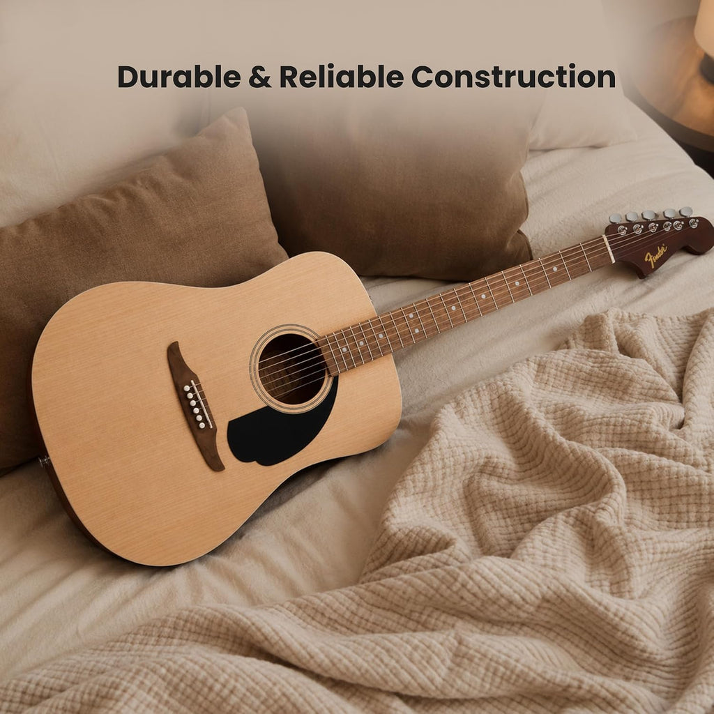 Fender Dreadnought Acoustic Guitar - Natural Bundle with Gig Bag, Strap, Strings, Picks, and Austin Bazaar Instructional Video