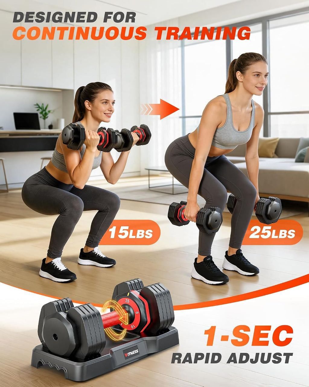 Adjustable Dumbbells Set of 2, 1 Hand Adjustable Weights Dumbbell Set and Workout Bench, 25/55/80lb Pair Weight Set For Home Gym Suit both Men and Women, Compact for Small Space Apartment Room