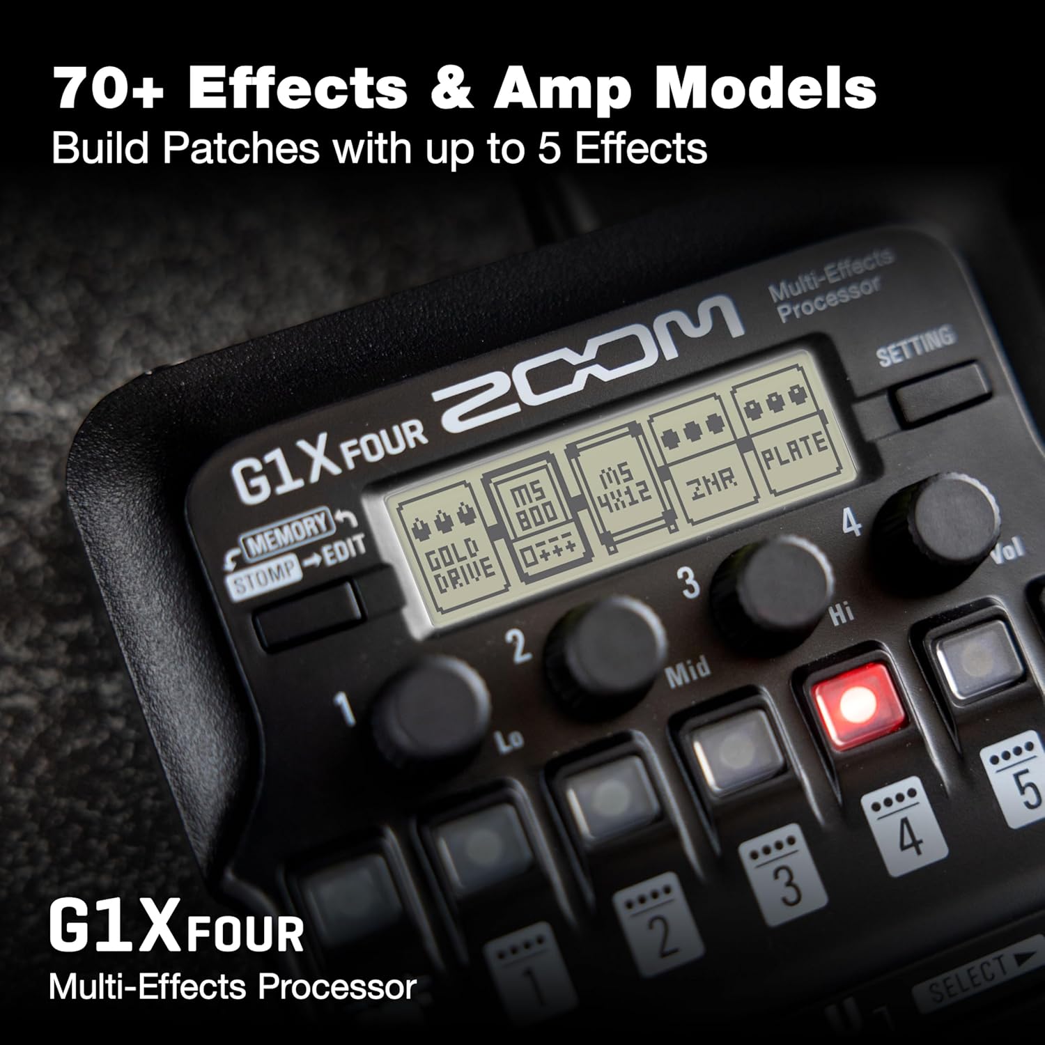 Zoom G1X FOUR Guitar Multi-Effects Processor with Expression Pedal, 70+ Effects & Amp Modeling, Looper, Rhythm Section, Tuner, Battery Powered