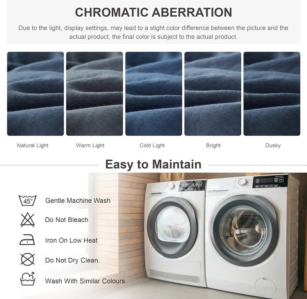 Simple&Opulence 100% Linen Duvet Cover Set, 3 PCS Classic Blue Duvet Cover King Size, Breathable Soft Comfy Linen Bedding Comforter Cover with 2 Pillowcases(Classic Blue, 104'x92')