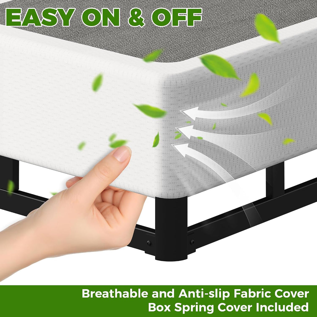 EMODA 7 Inch Split King Box Spring Bed Base, 3500LBS Heavy Duty Metal King Size Box Spring Mattress Foundation with Fabric Cover, Noise-Free, Non Slip, Easy Assembly
