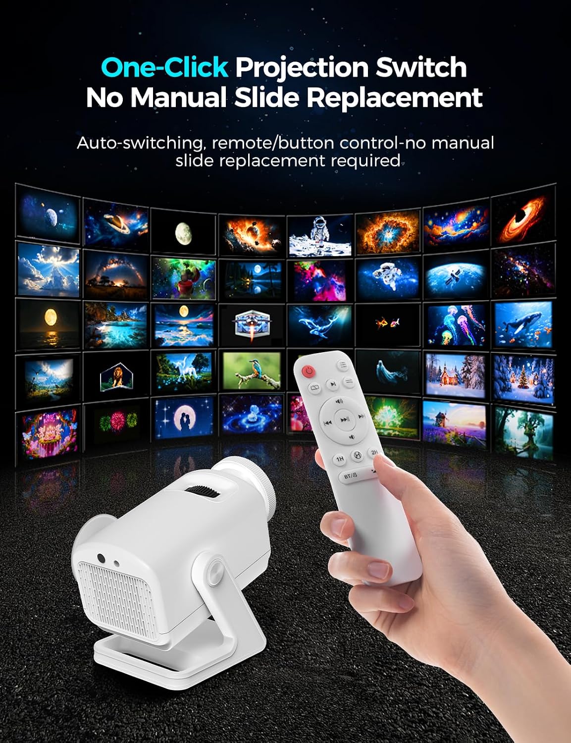 3D Galaxy Projector with 60+ HD Space Themes, Bluetooth Speaker, Remote & Timer - Night Light for Bedroom Decor, Kids Room, Birthday Gifts for Adults, Boys and Girls