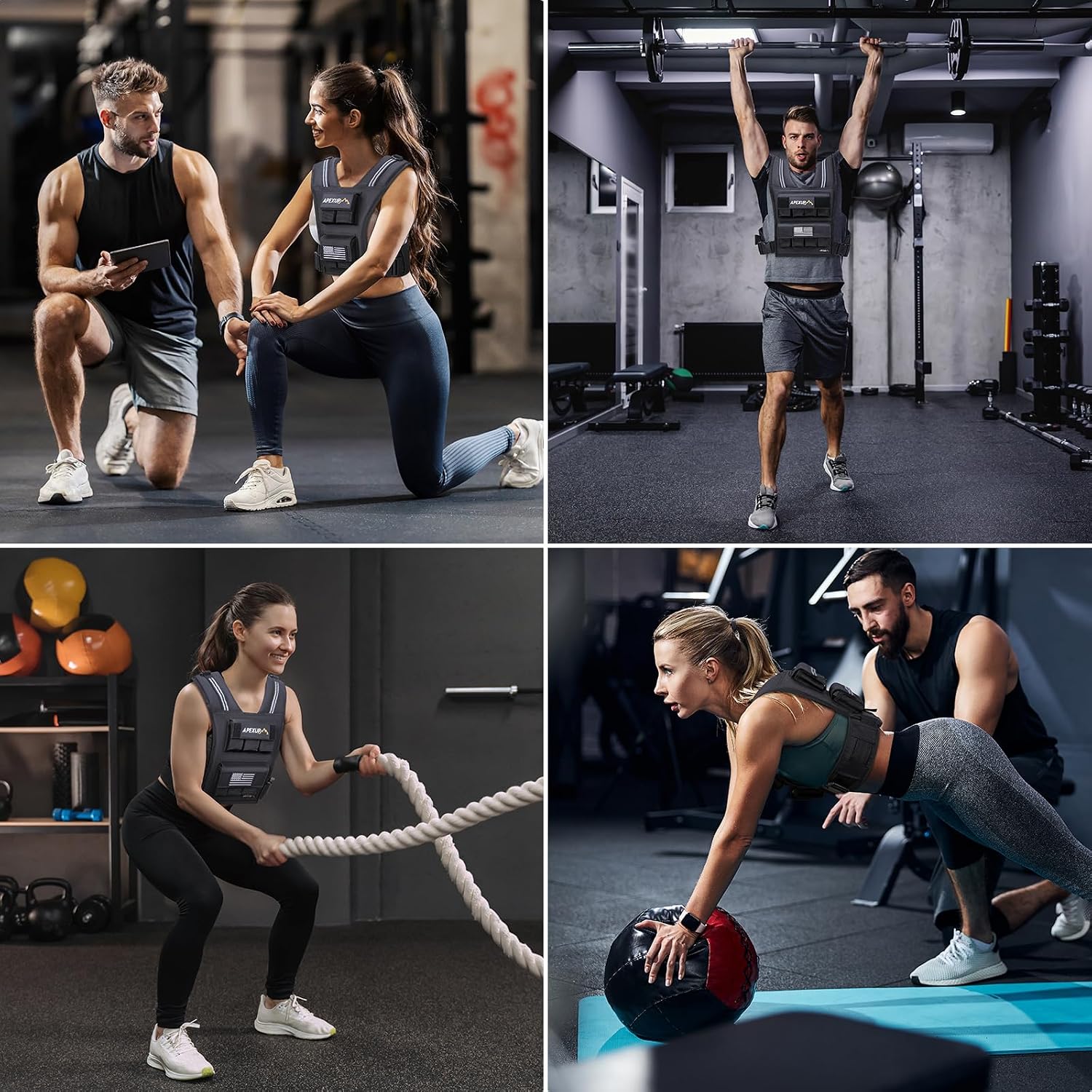 APEXUP Adjustable Weighted Vest Men 20lbs/30lbs/40lbs Weights with Reflective Stripe, Weight Vest Woman Workout Vest for Strength Training Running Walking