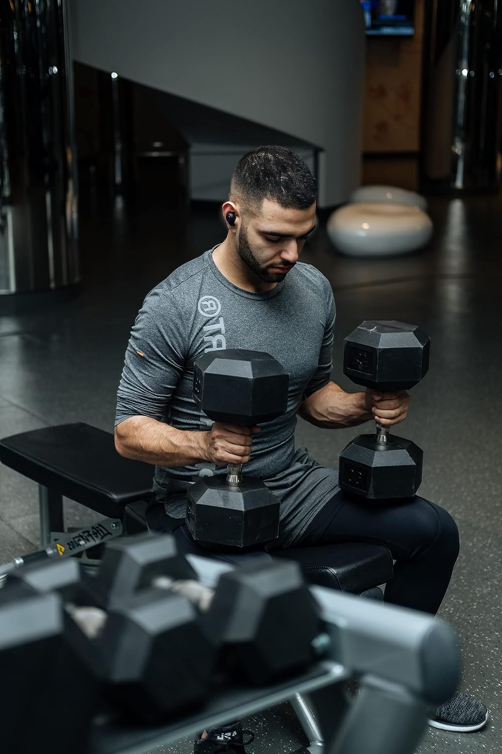 Gronk Fitness Rubber Hex Dumbbell Pairs | 5lbs - 70lbs | Workout Equipment for Men and Women | Rubber Coated Cast Iron with Ergonomic Chrome Plated Handles