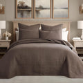 Levtex Home Cross Stitch Reversible King Bedspread Set (120x104in) with 2 Pillow Shams (36x20in) - Stitch Texture - Cocoa - Cotton King Size Bedspread Set - Soft, Pre-Washed