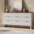 GarveeHome Fluted Dresser for Bedroom with 9 Deep Drawers, 60.6 in Wide Modern Chest of Drawers, Wooden Dresser TV Stand, Curved Profile Design, for Living Room, Kids Room, Hallway, White