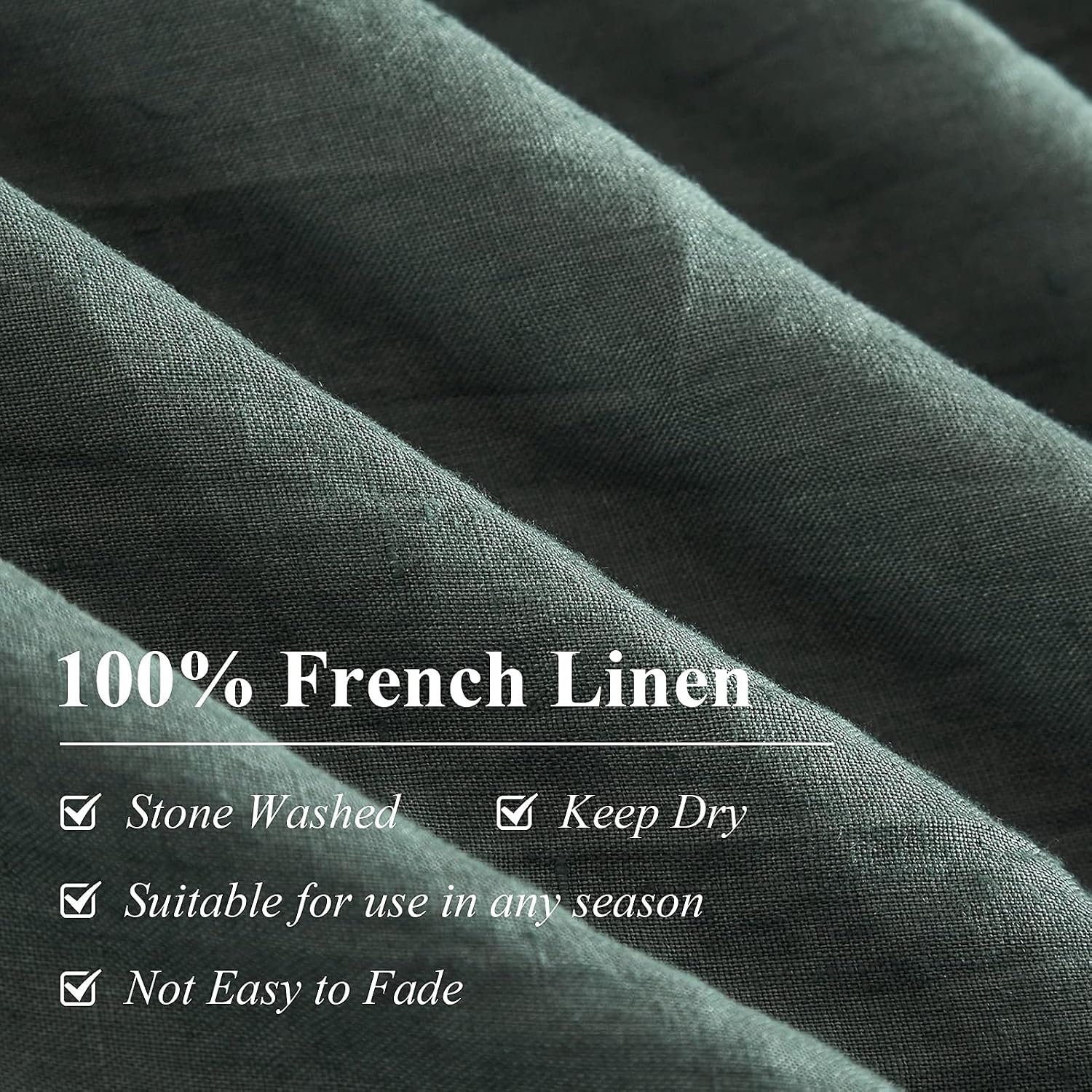 Ivellow Green Linen Duvet Cover King - 100% Pure French Flax Linen - Soft, Breathable, Natural - King Size Duvet Cover & 2 Pillow Shams