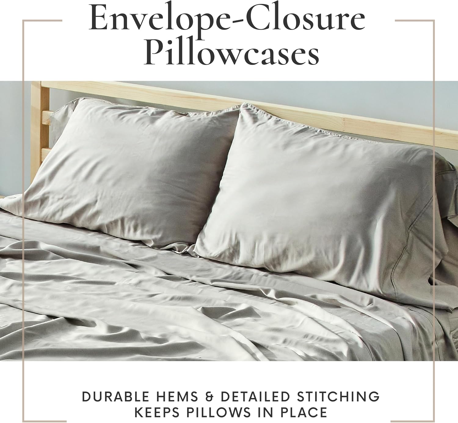 Bamboo Bay 6 Piece Full Size Sheet Set, 100% Viscose Made from Bamboo, Breathable, Ultra Soft Cooling Bed Sheets for Hot Sleepers, Beddings with Deep Pockets Fit 16' Mattress, Light Grey