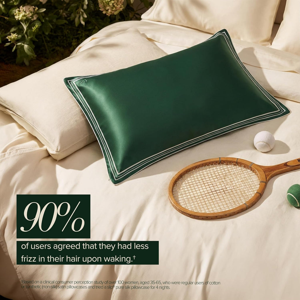 slip The Original Queen Pure Silk Pillow Case - 100% Pure 22 Momme Mulberry Silk - Queen Size Standard Pillow Case - Anti-Aging, Anti-BedHead, Anti-Sleep Crease, The Green (20' x 30')