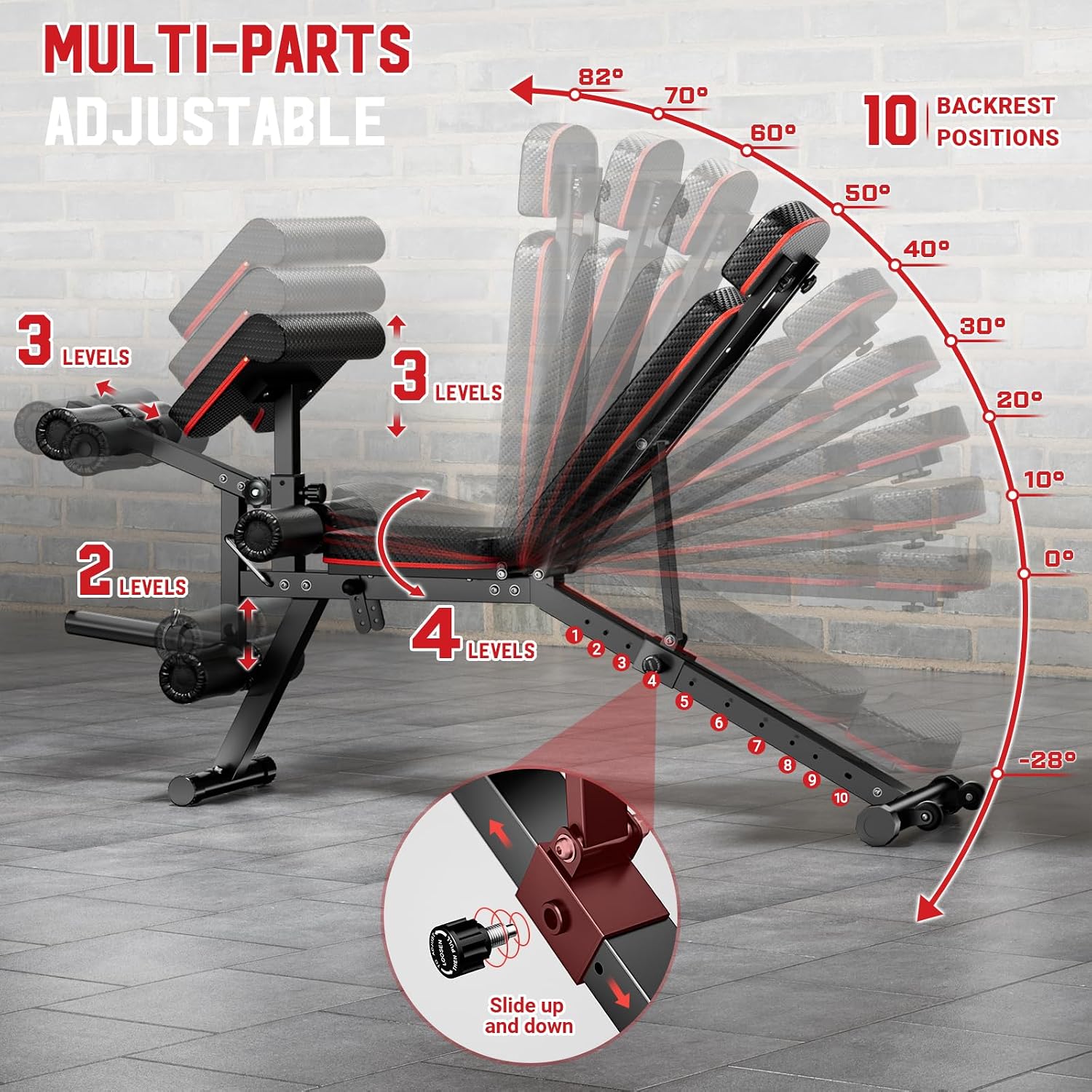 XDDIAS Workout Bench, Adjustable Weight Bench with Leg Extension and Leg Curl, Extended Headrest, 900LBS Preacher Curl Bench Incline Decline Flat Workout Bench for Home Gym Full Body Exercise