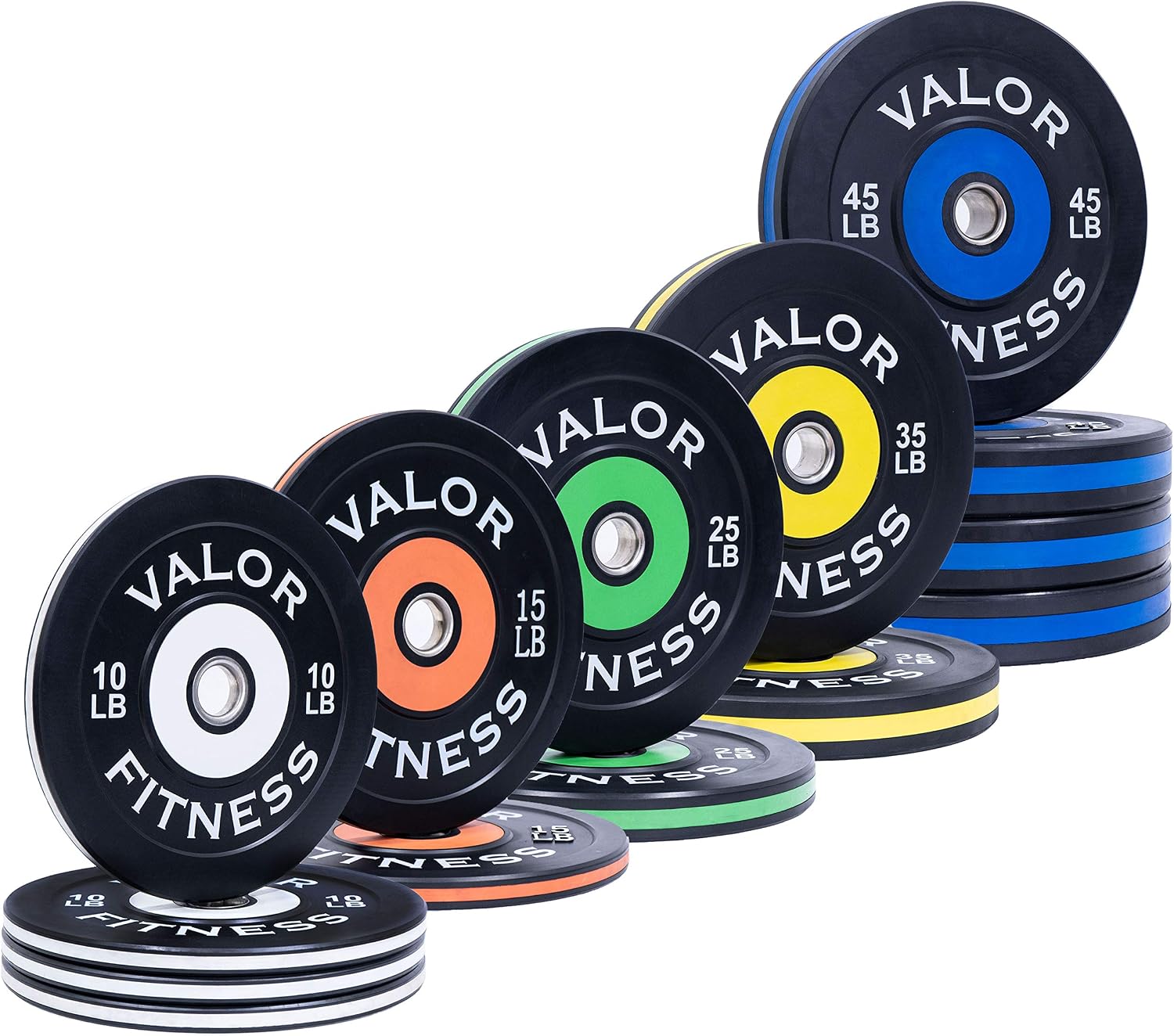Valor Fitness Olympic Bumper Plate Pro - Weight Plates - Lifting Strength Conditioning Cross Training Workouts – Sold in Singles, Pairs, Sets - Workout Equipment