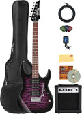 Ibanez GRX70QA RG Gio Electric Guitar - Transparent Violet Sunburst Bundle with Amp, Gig Bag, Tuner, Instrument Cable, Picks, Austin Bazaar Instructional DVD, and Polishing Cloth