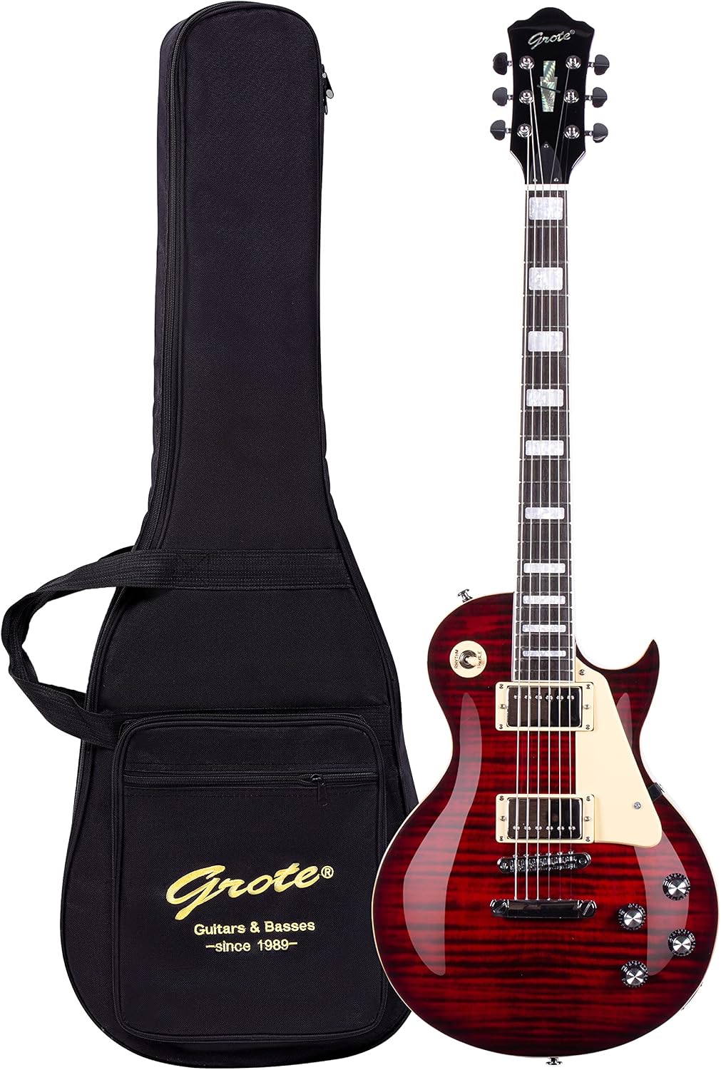 Grote Electric Guitar Solid Body LPYS-006 Maple Neck, Stainless Steel Frets, Ideal for All Levels, with Gigbag(Red)