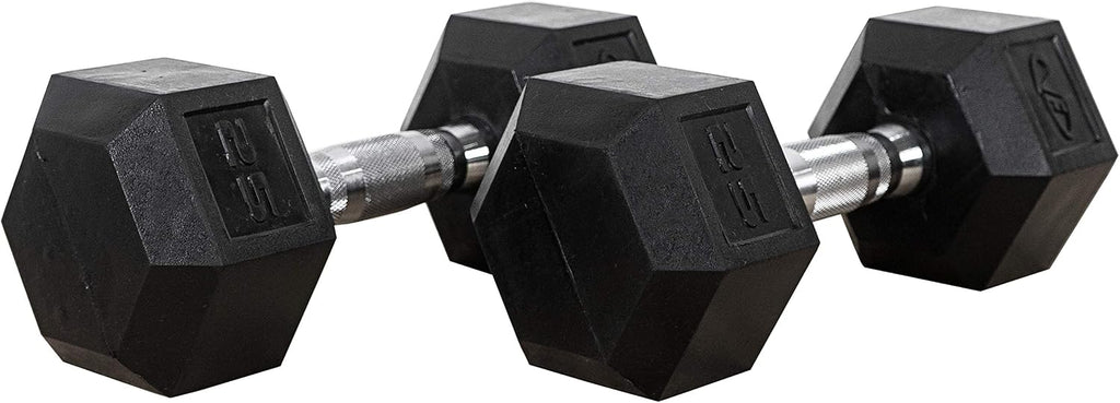 Valor Fitness Rubber Hex Dumbbell Free Weights for Home Gym Workout Equipment for Strength Training