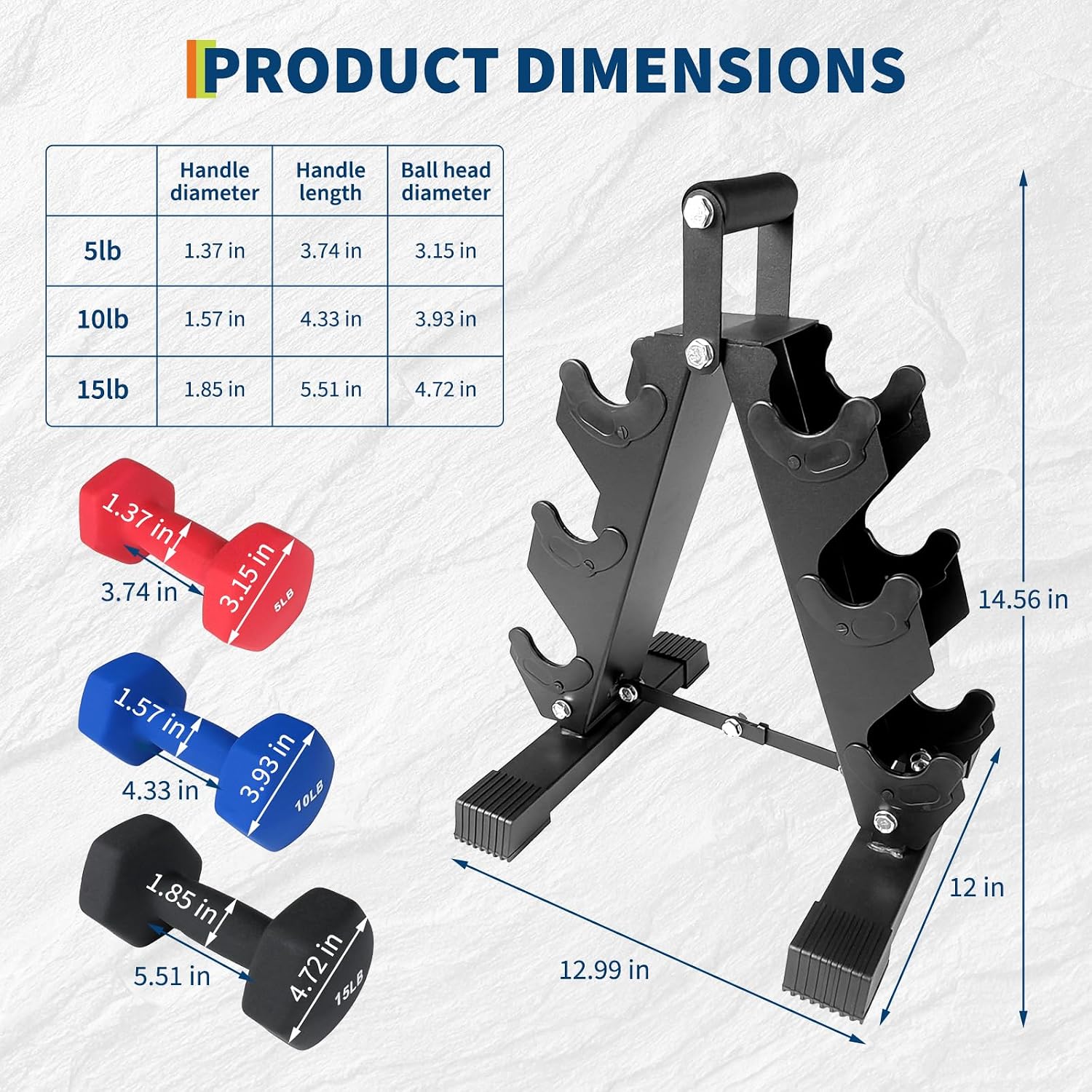 PVC Coated Dumbbell Set, Hexagon Weights Dumbbells Set with Rack/Box, Packed in Pairs, Anti-Slip, Multiple Weight Options, Workout Equipment for Home Gym