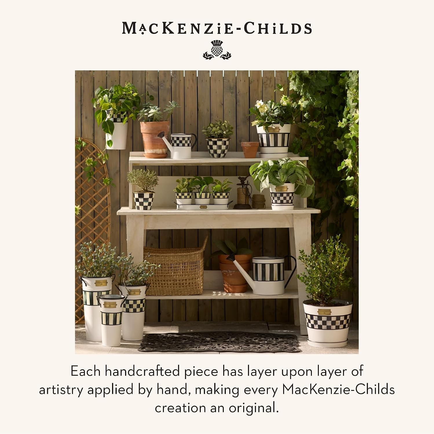 MACKENZIE-CHILDS Galvanized Flower Buckets, Decorative Metal Buckets, Spectator, Set of 3