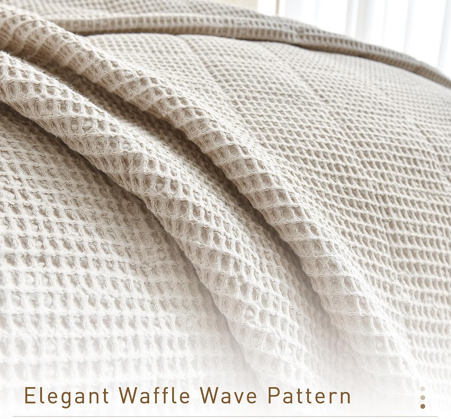 CozyTide King Size Quilt(110x98 Inch),100% Cotton Light Khaki King Quilt Bedding Set,Vintage Farmhouse Boho Lightweight Waffle Bedspread Ultra Soft