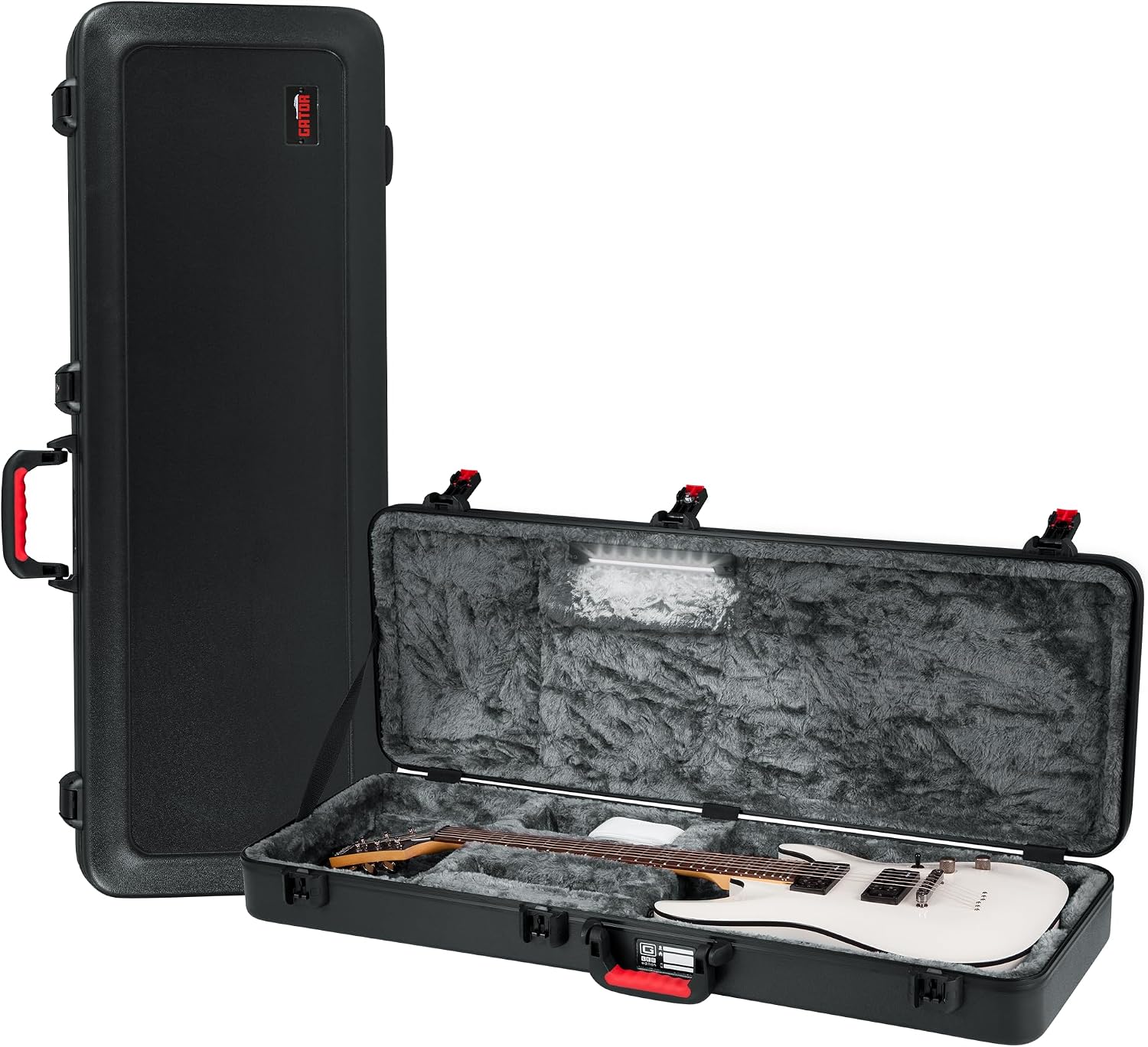 Gator Cases Molded Flight Case for Electric Guitar with Internal LED Lighting and TSA Approved Locking Latch, (GTSA-GTRELEC-LED)