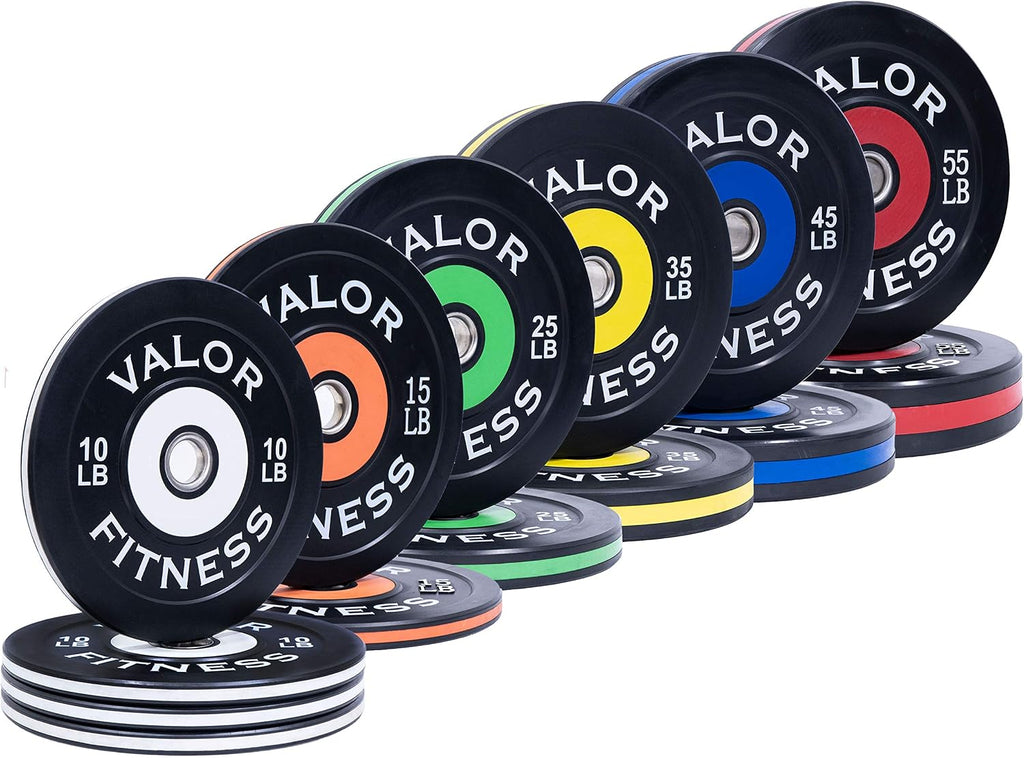 Valor Fitness Olympic Bumper Plate Pro - Weight Plates - Lifting Strength Conditioning Cross Training Workouts – Sold in Singles, Pairs, Sets - Workout Equipment