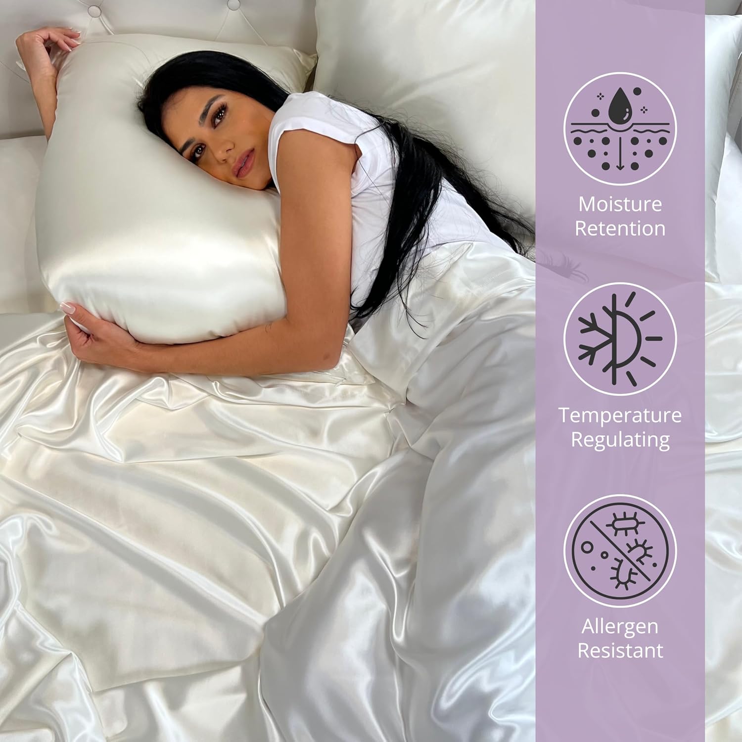 Mulberry Park 100% Pure Mulberry Silk 4-Piece Sheet Set - 19 Momme, Grade 6A - Oeko-TEX Certified - Ivory, Queen