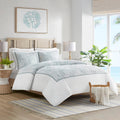 Harbor House 100% Cotton Duvet Cover, Embroidered Coastal Seashells, Starfish Duvet Cover Set – Light Weight Bed Comforter Covers, Maya Bay White Blue Full/Queen (90'x90') 3 Piece