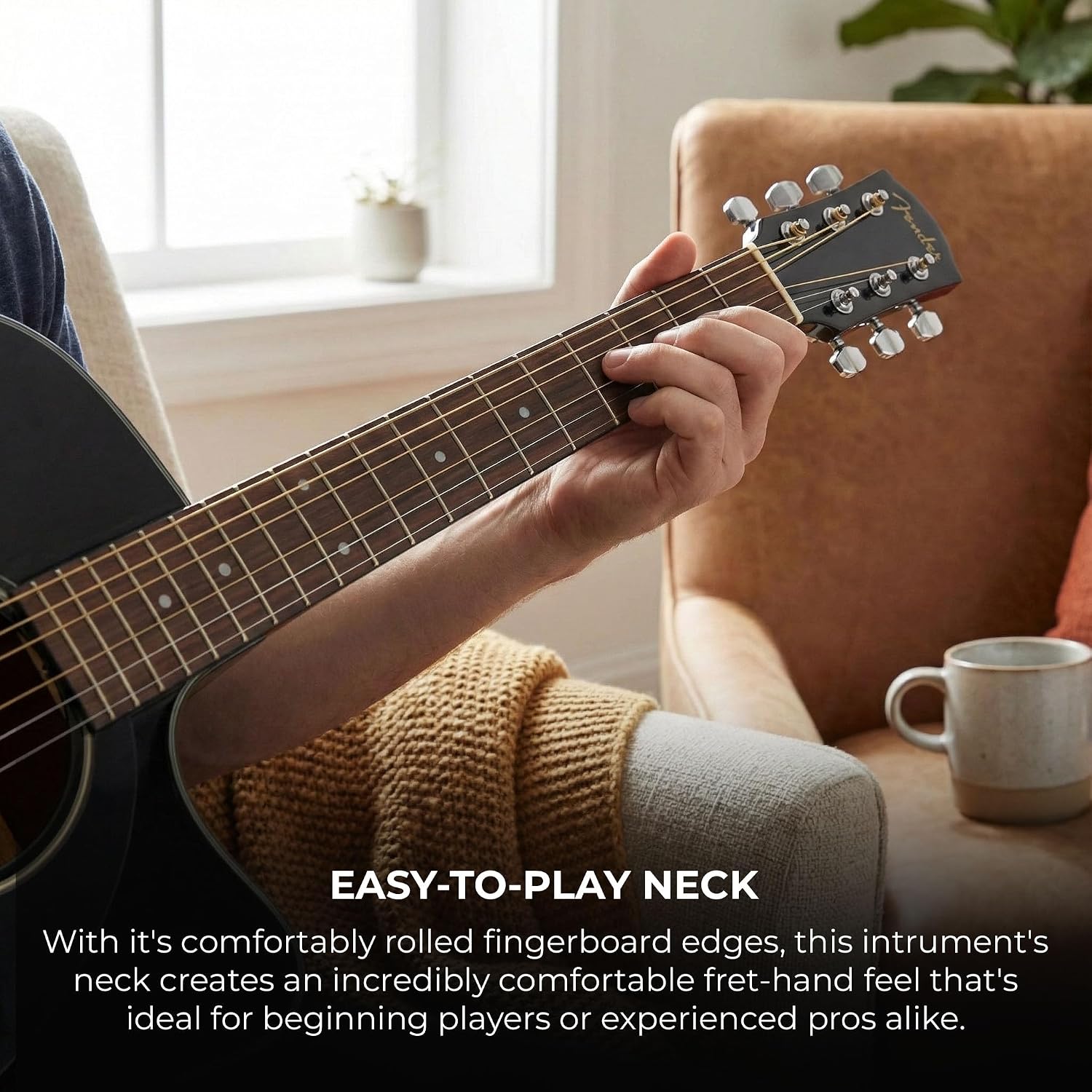 Fender CD-60SCE Solid Top Dreadnought Acoustic-Electric Guitar - Black Bundle with Hard Case, Instrument Cable, Tuner, Strap, Strings, Picks and Austin Bazaar Instructional DVD
