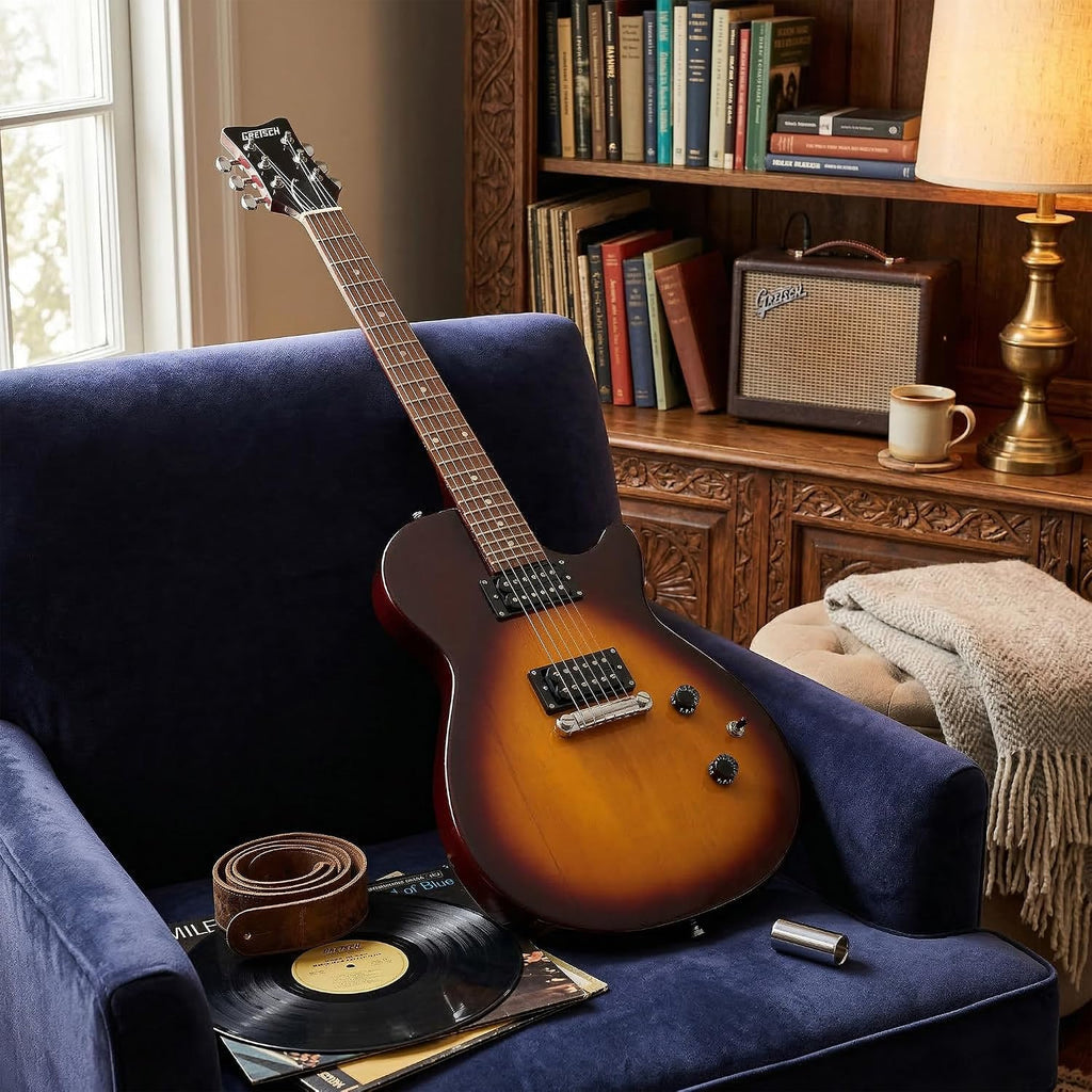 Gretsch Ignite Jet Club Electric Guitar - Duo-Tone Burst Bundle with Gig Bag, Tuner, Picks, and Austin Bazaar Instructional DVD