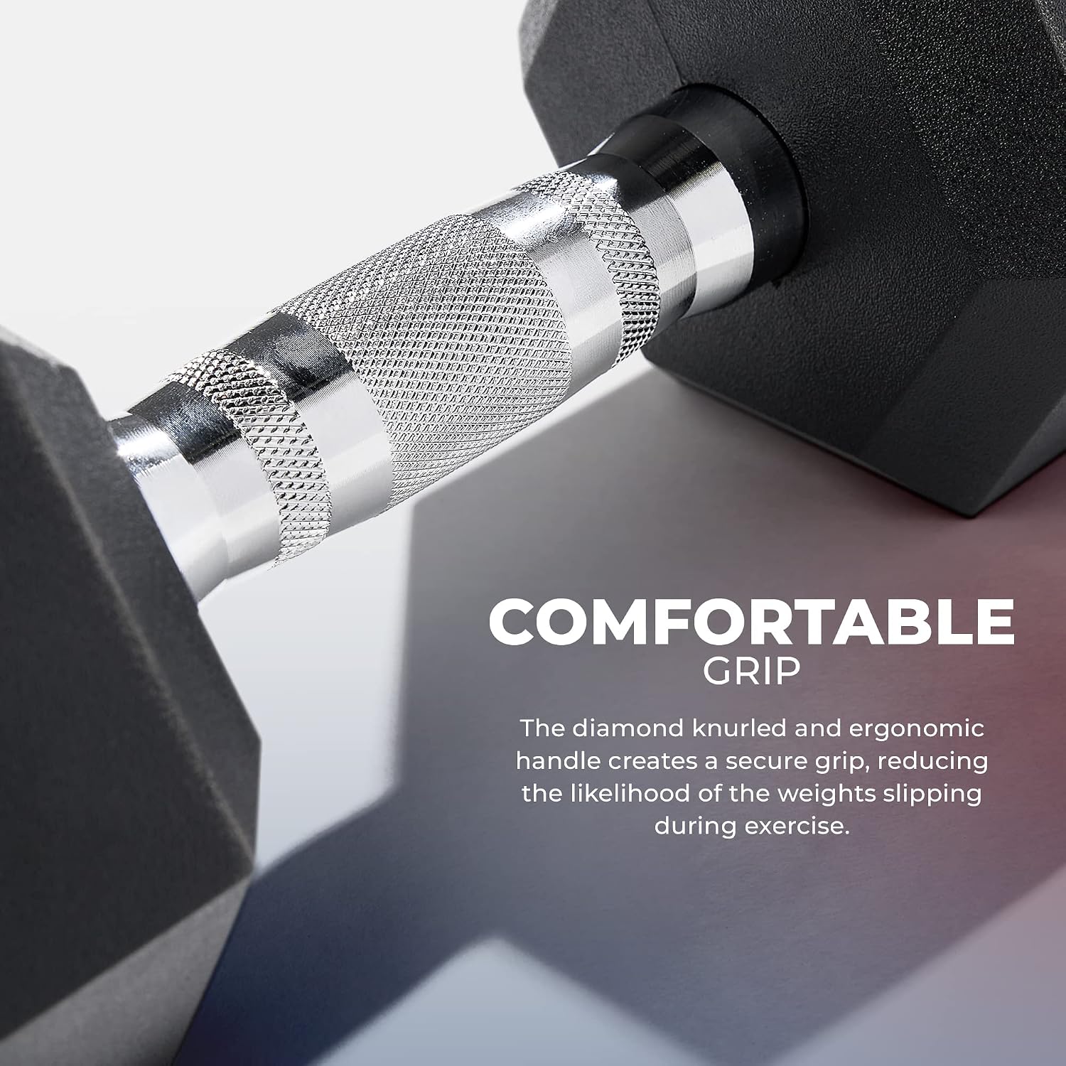 Sunny Health & Fitness Hex Style Dumbbell 5 LBS TO 50 LBS Chrome Handles, Hand Weight for Strength Training, Home Gym, Exercise, Workout Equipment Multiple Size Options