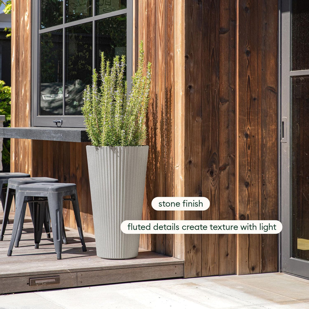 Veradek Demi Series Tall Planter for Porch, Patio, Backyard | Durable Plastic-Stone Composite Material | Modern Décor for Tall Plants, Grasses